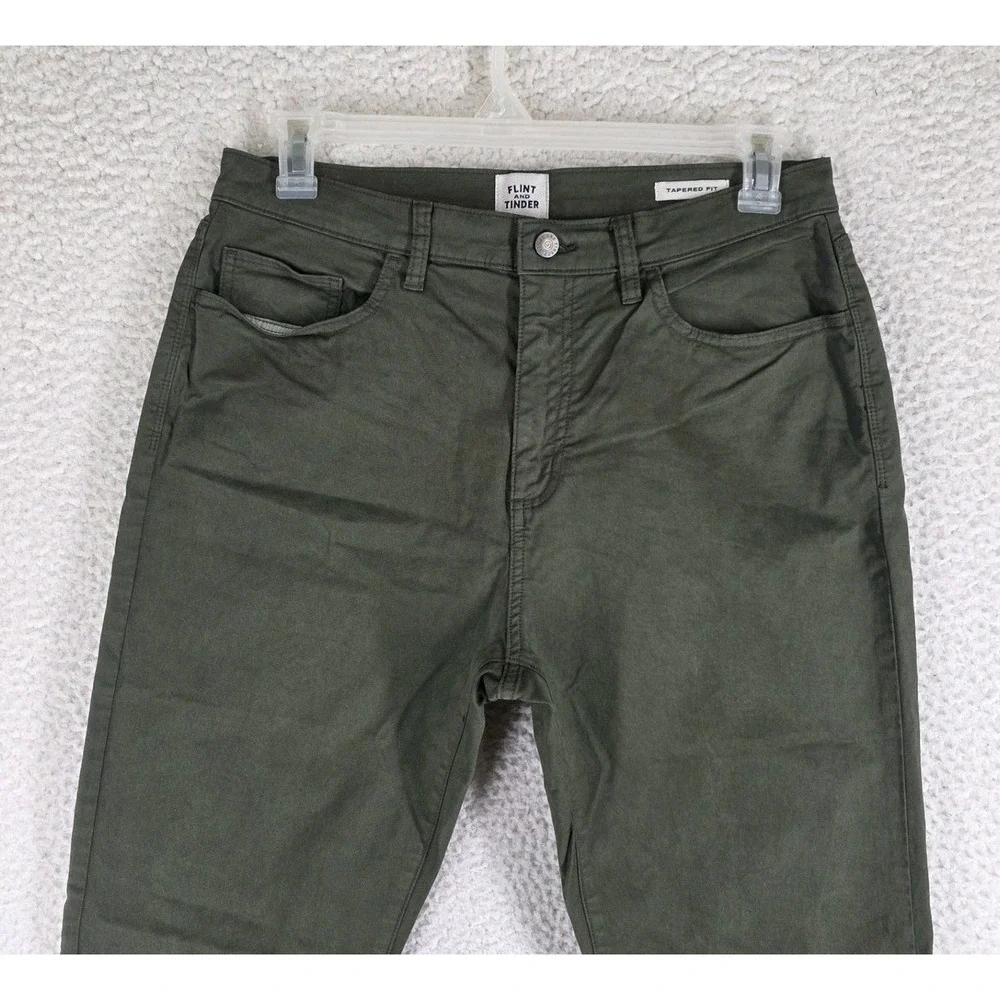 Flint and Tinder 365 Pants Mens 33x32 Olive Green Tapered Fit Chino Trouser